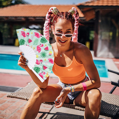 Handfächer Sommer Flamingo Wassermelone Muster Aloha Party Poolparty