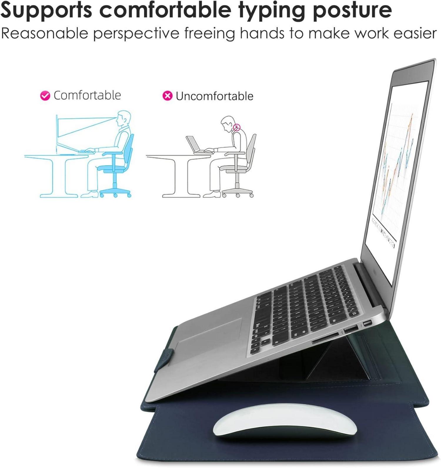 13 Zoll Laptop Hülle Leder Tasche mit Ständer für MacBook