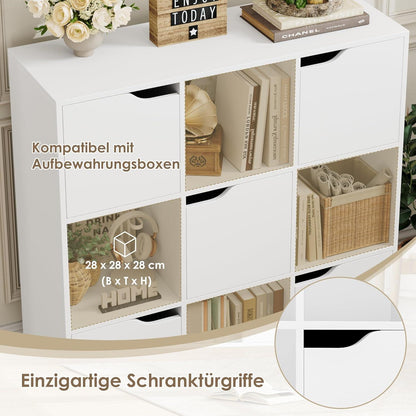 Bücherregal mit 5 Türen & 9 Fächern – Weißes Raumteiler Regal