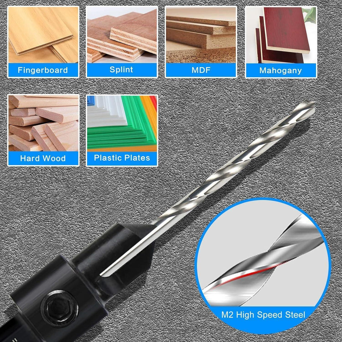 7er Kegelsenker-Bohrer-Set 3-in-1 mit verstellbarer Schnitttiefe