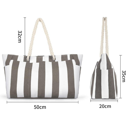 Lubardy Strandtasche XXL Blau-Weiß Streifen 35L mit