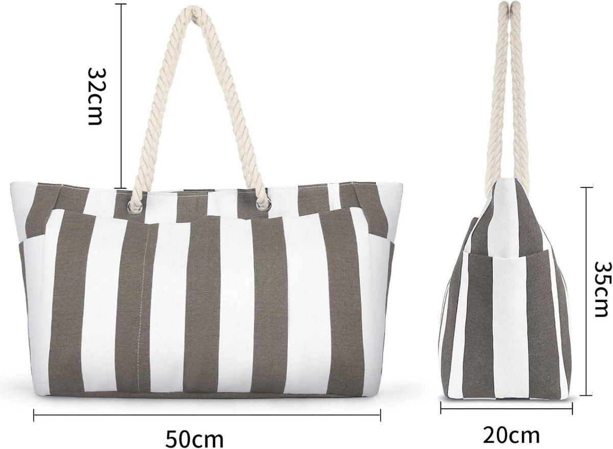 Lubardy Strandtasche XXL Blau-Weiß Streifen 35L mit