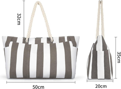 Lubardy Strandtasche XXL Blau-Weiß Streifen 35L mit