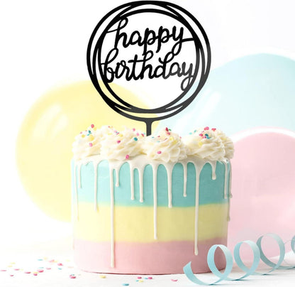 Acryl Glitter Cupcake Topper Set Happy Birthday Schwarz