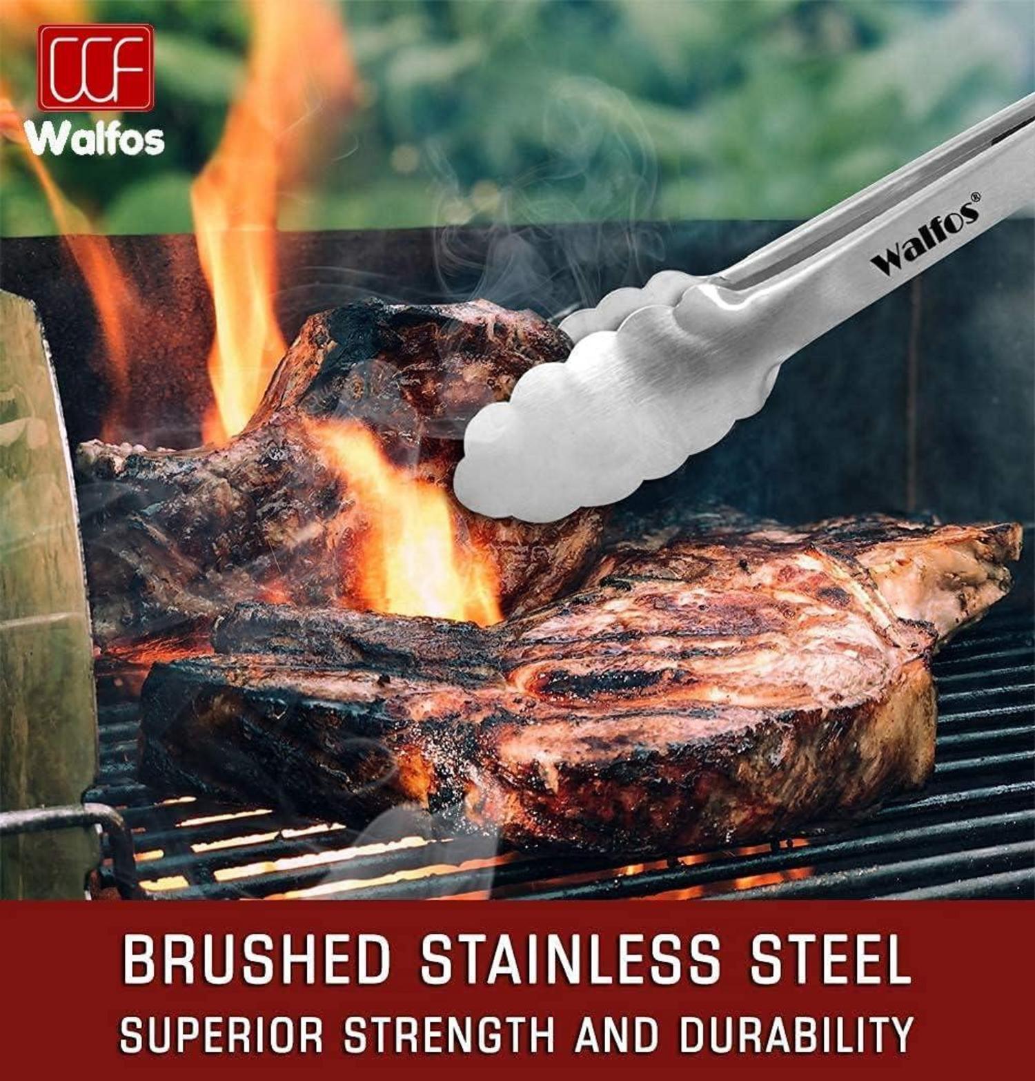 Grillzange Edelstahl hitzebeständiger Griff 30cm 43cm 2 Stück