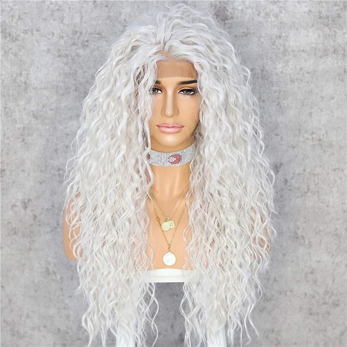 Lockige Blonde Synthetische Perücke mit Lace Front 26 Zoll