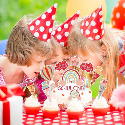 Tortendeko Einschulung Mädchen 13-teilig ABC 123 Kuchen Deko