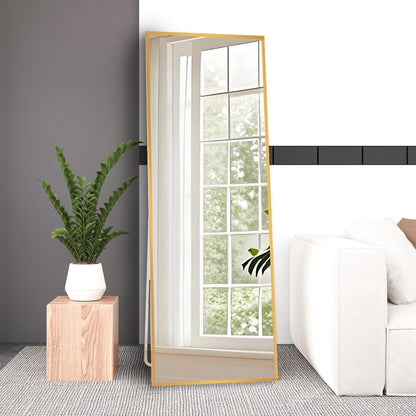Ganzkörperspiegel Standspiegel Gold 165x60cm | Lehnbar & Wandmontage