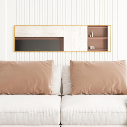 Ganzkörperspiegel Standspiegel Gold 150x40cm | Lehnbar & Wandmontage