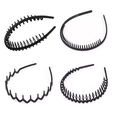 Elastisches Haarband 4er Pack Matt Schwarz Zickzack Sport Haarreifen