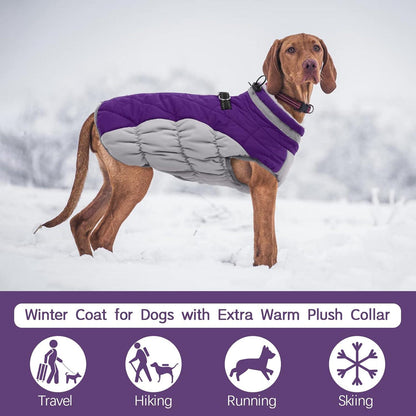 Wasserdichter Hundemantel Winterjacke Fleece Gefüttert Lila XL