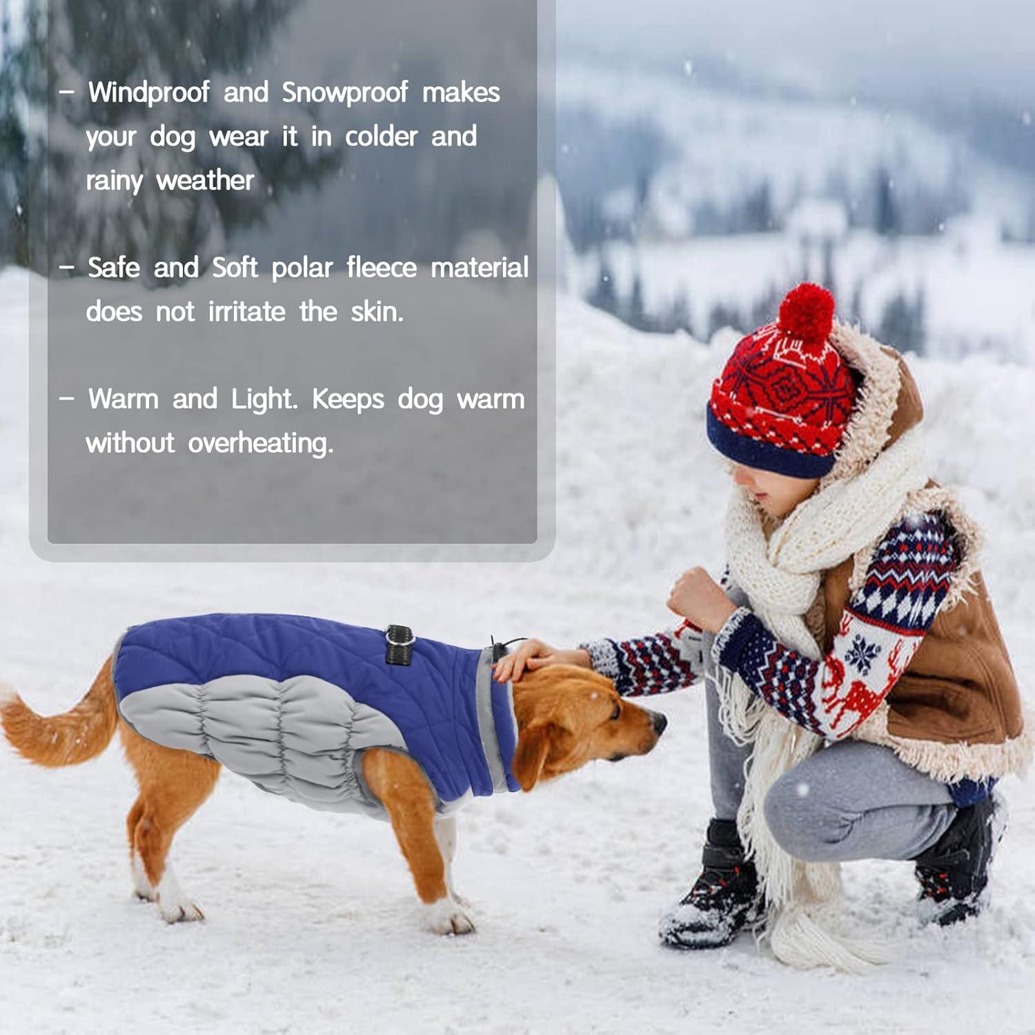Wasserdichter Hundemantel Kuschelige Winterjacke für Hunde Blau XS-L