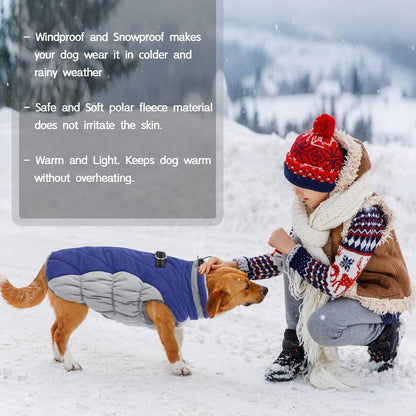 Wasserdichter Hundemantel Kuschelige Winterjacke für Hunde Blau XS-L
