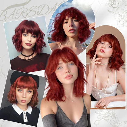 Kurze Lockige Bob Perücke mit Pony für Frauen Cosplay