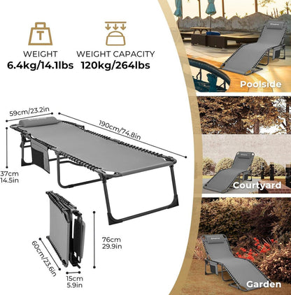 Campingliege Sonnenliege Gartenliege klappbar 5-Stufig verstellbar