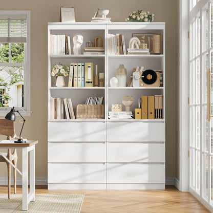 Bücherregal mit 3 Schubladen & Fächern – 180cm Weiß