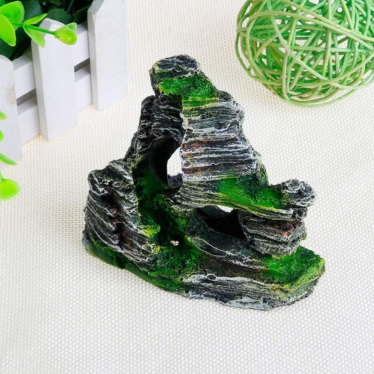 Aquarium Rock Cave Dekoration mit Grün Gras für Fische