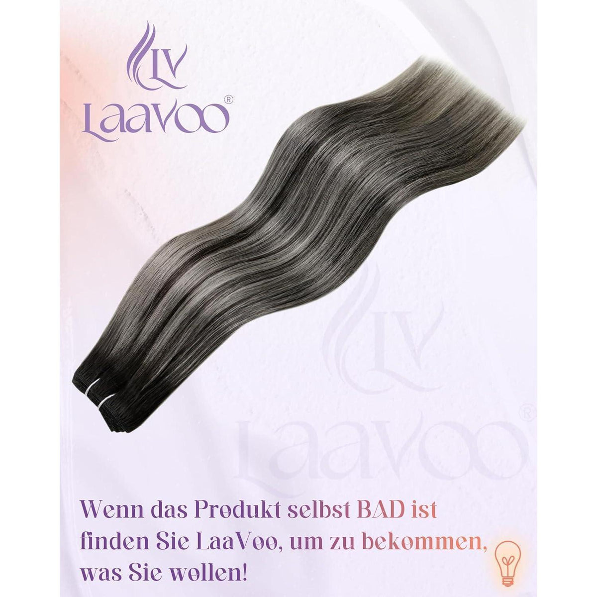 Echthaar Tressen Schwarz Balayage Silber 60cm - 100g