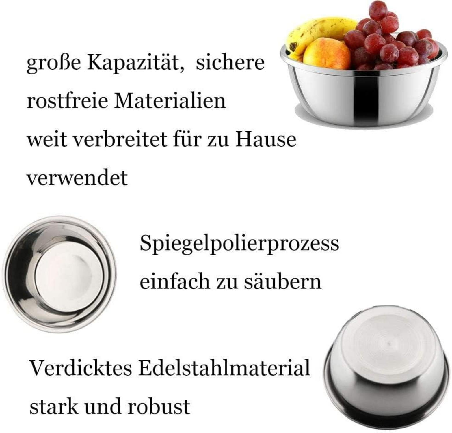 Edelstahl Rührschüssel Multifunktional 9QT Salatschüssel 34cm