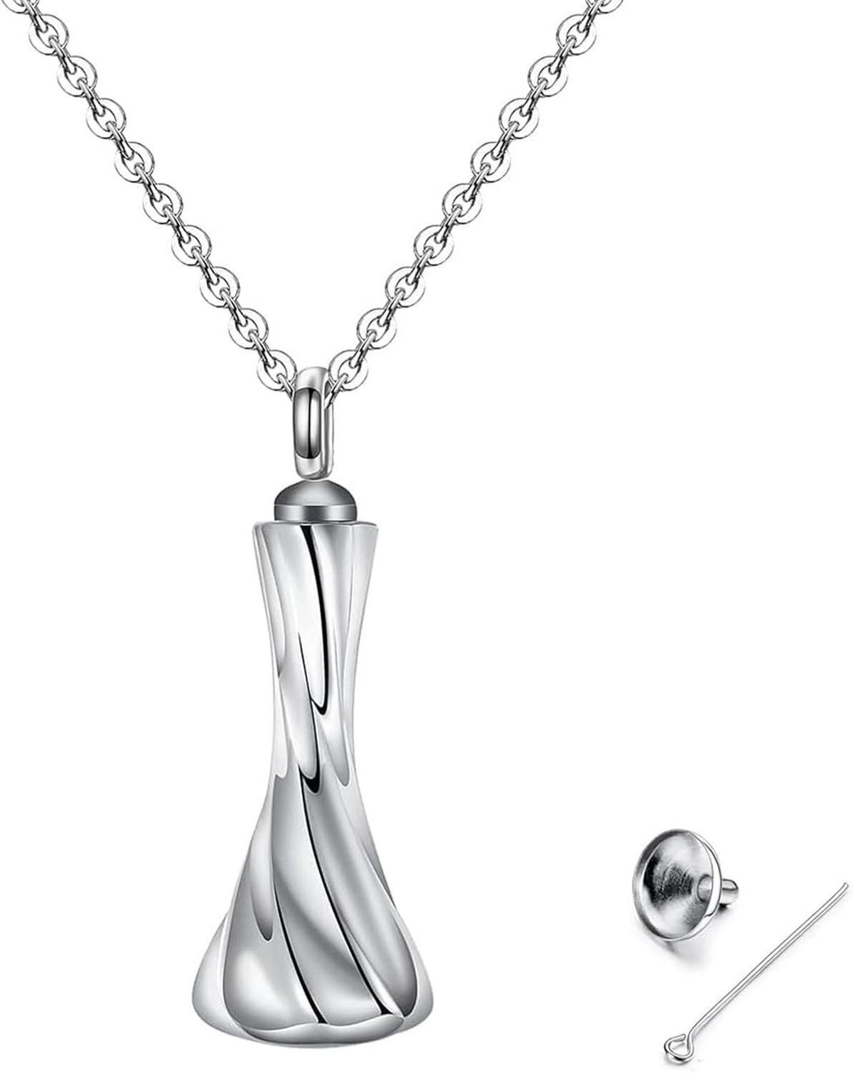 GW Memorial Urnenketten für Herren Damen Asche Edelstahl Silber