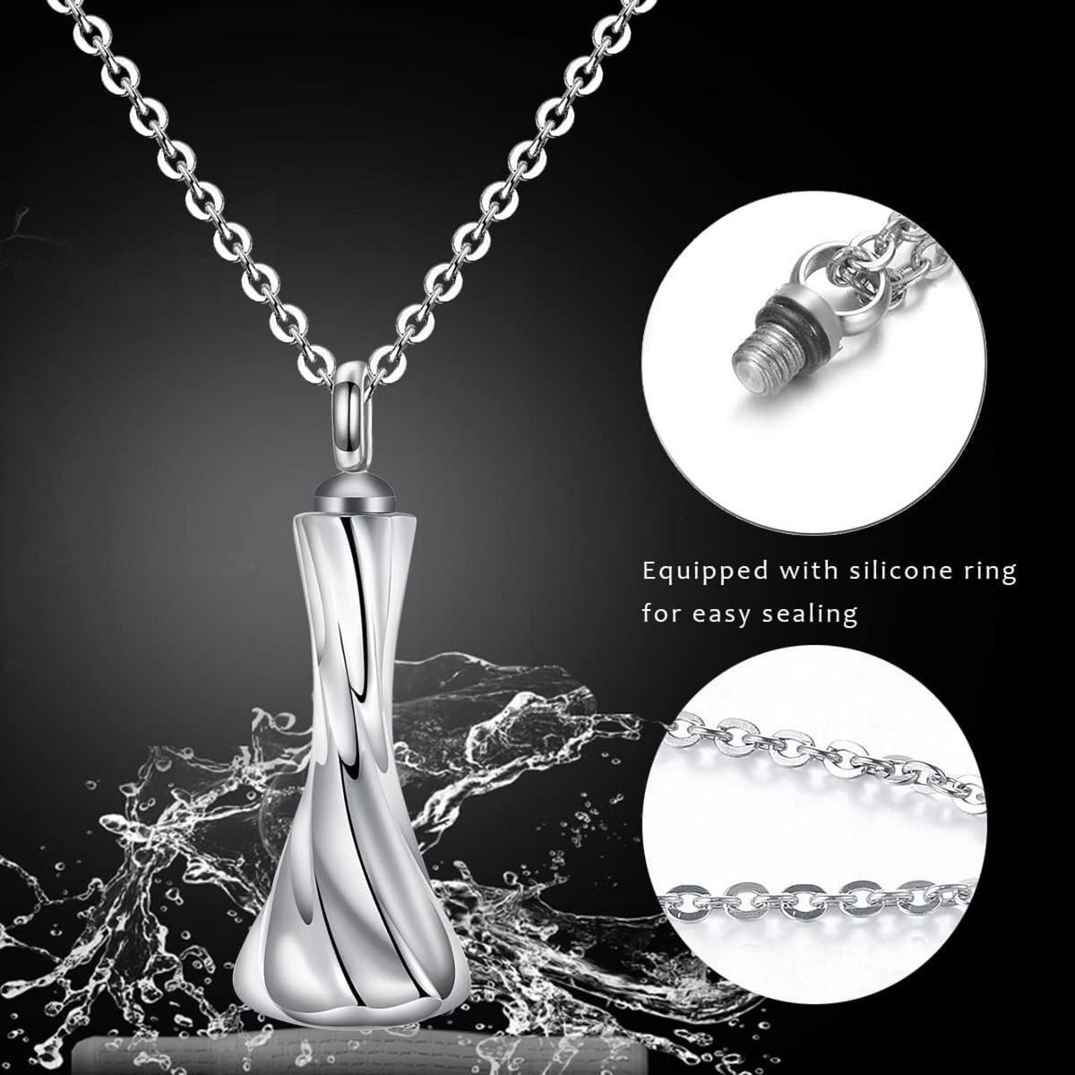 GW Memorial Urnenketten für Herren Damen Asche Edelstahl Silber