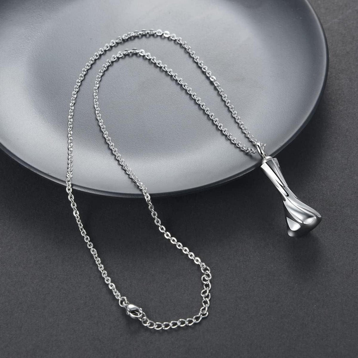 GW Memorial Urnenkette Edelstahl für Damen Herren Asche Silber
