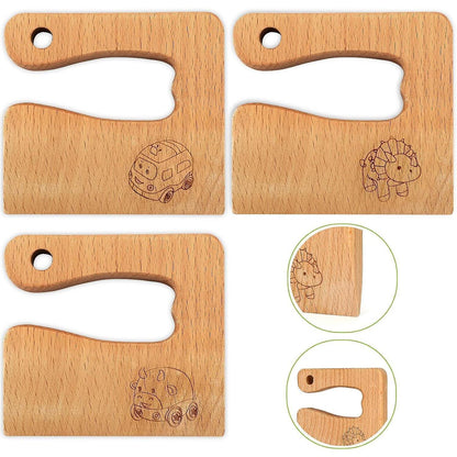 Kindermesser Set 8-teilig | Sicheres Holzmesser & Montessori Schneidewerkzeug