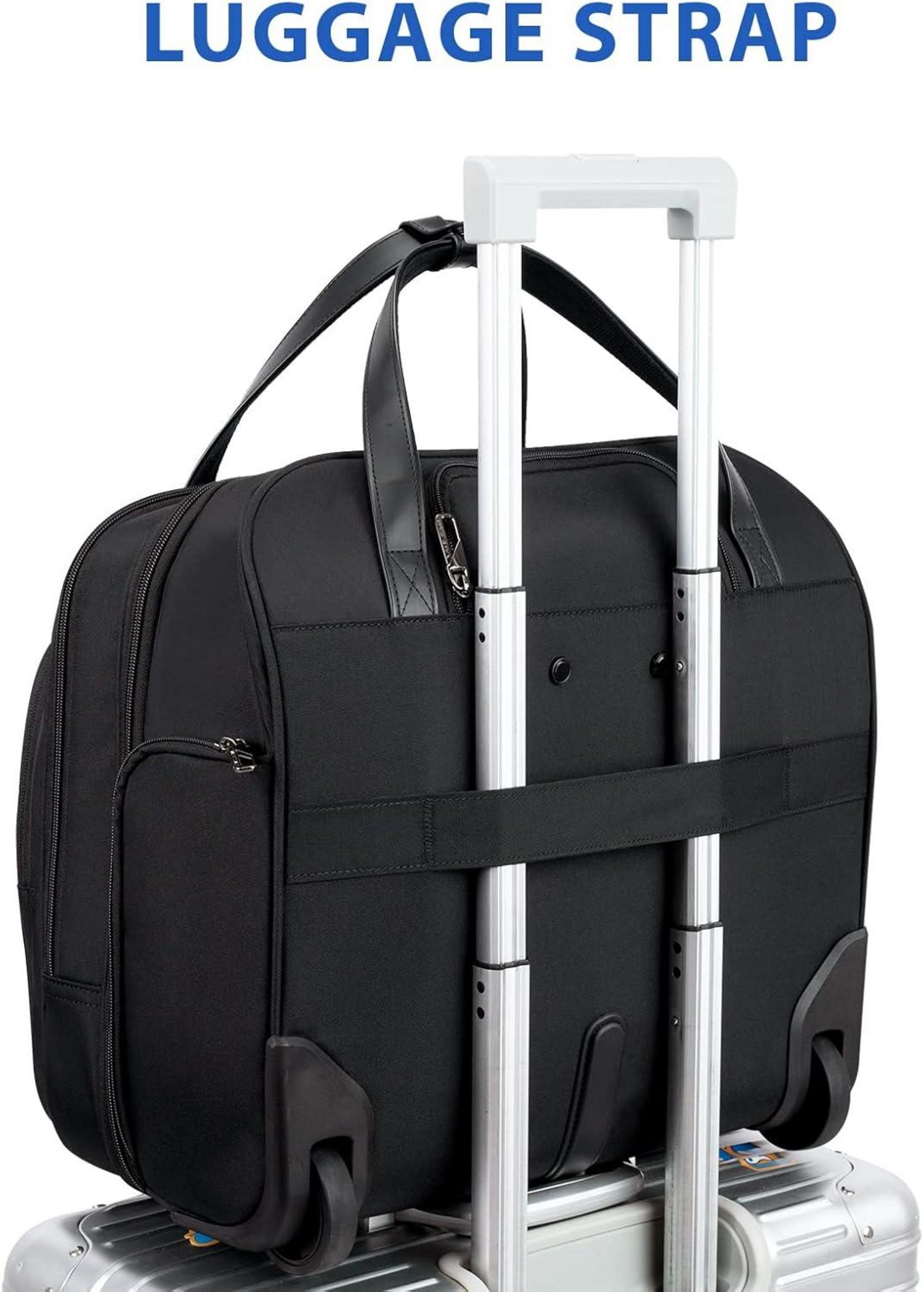Rollende Laptoptasche Frauen 15,6 Zoll Wasserabweisend Schwarz