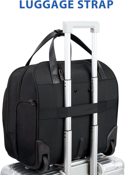 Rollende Laptoptasche Frauen 15,6 Zoll Wasserabweisend Schwarz