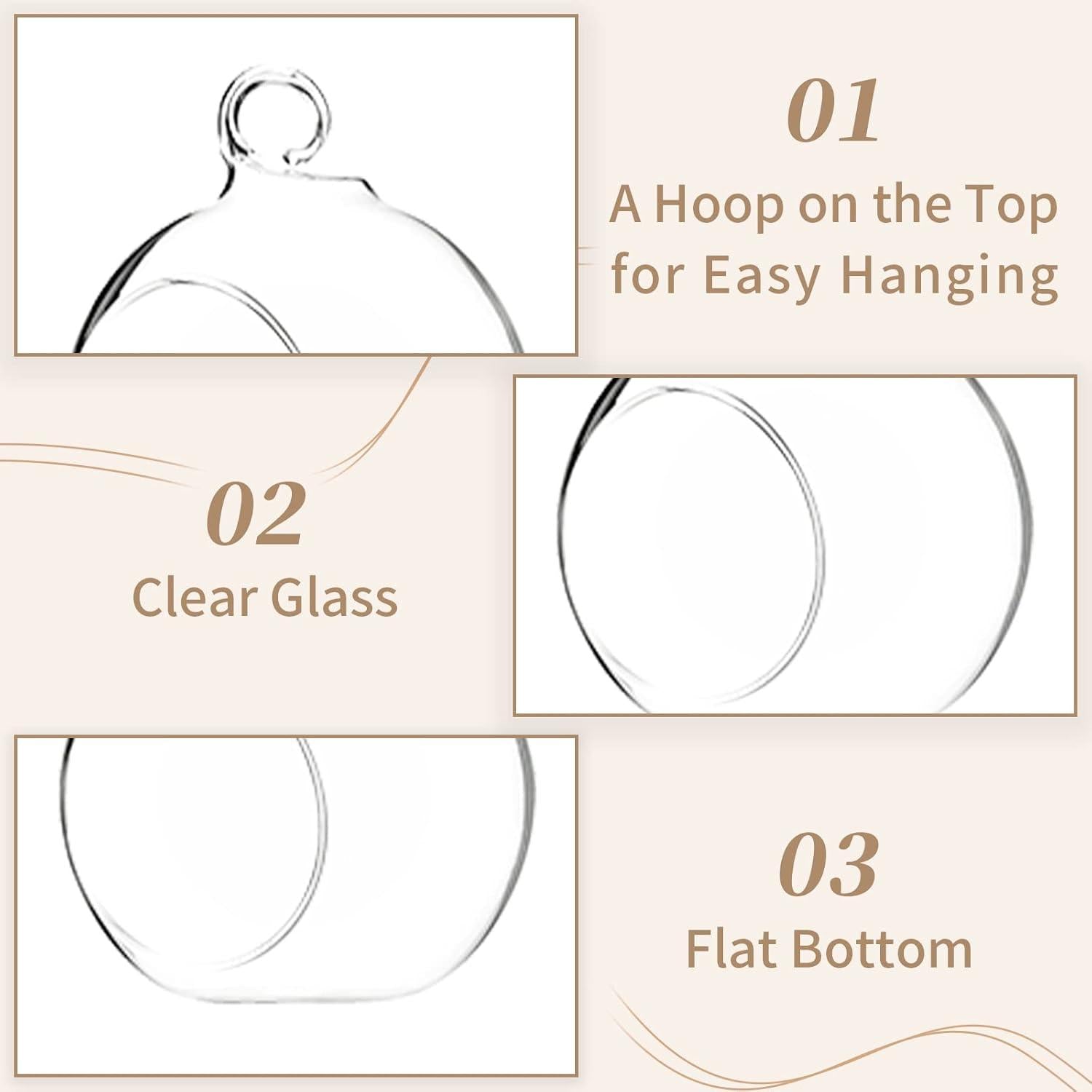 Teelichthalter Glas Hängend Transparent 12 Stück 6cm Hochzeit Deko