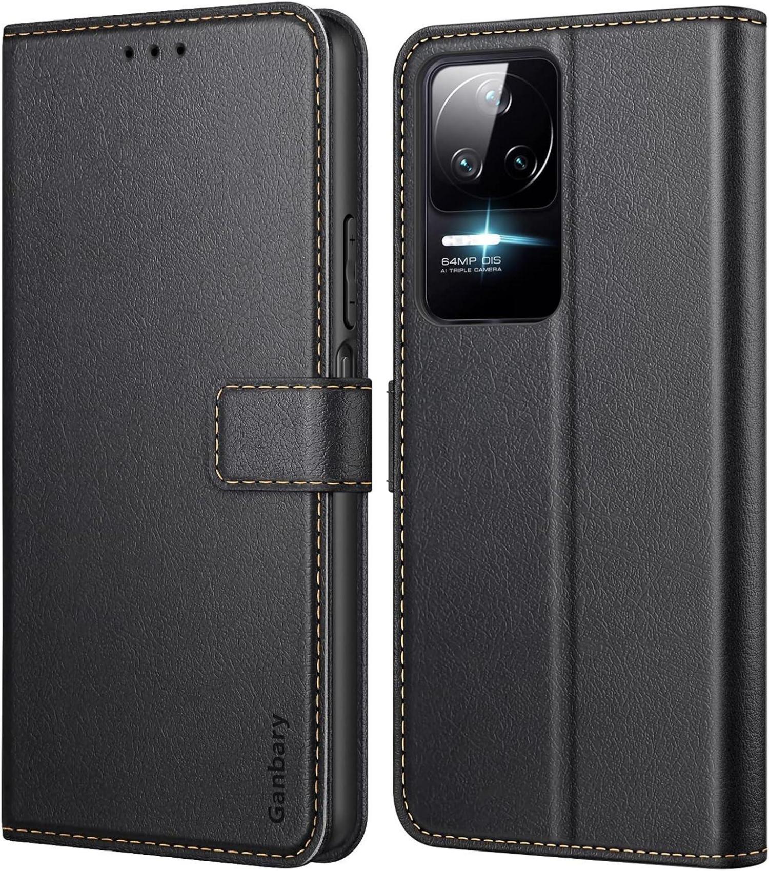 Handyhülle für Xiaomi Poco F4 5G - Premium Leder Klapphülle in Schwarz