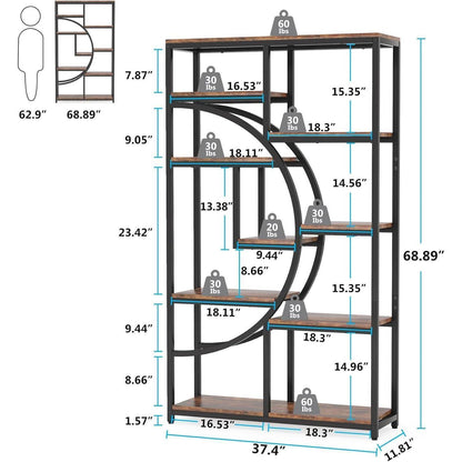 Industrielles Bücherregal 5-stöckig – Freistehendes Etagere Regal Braun