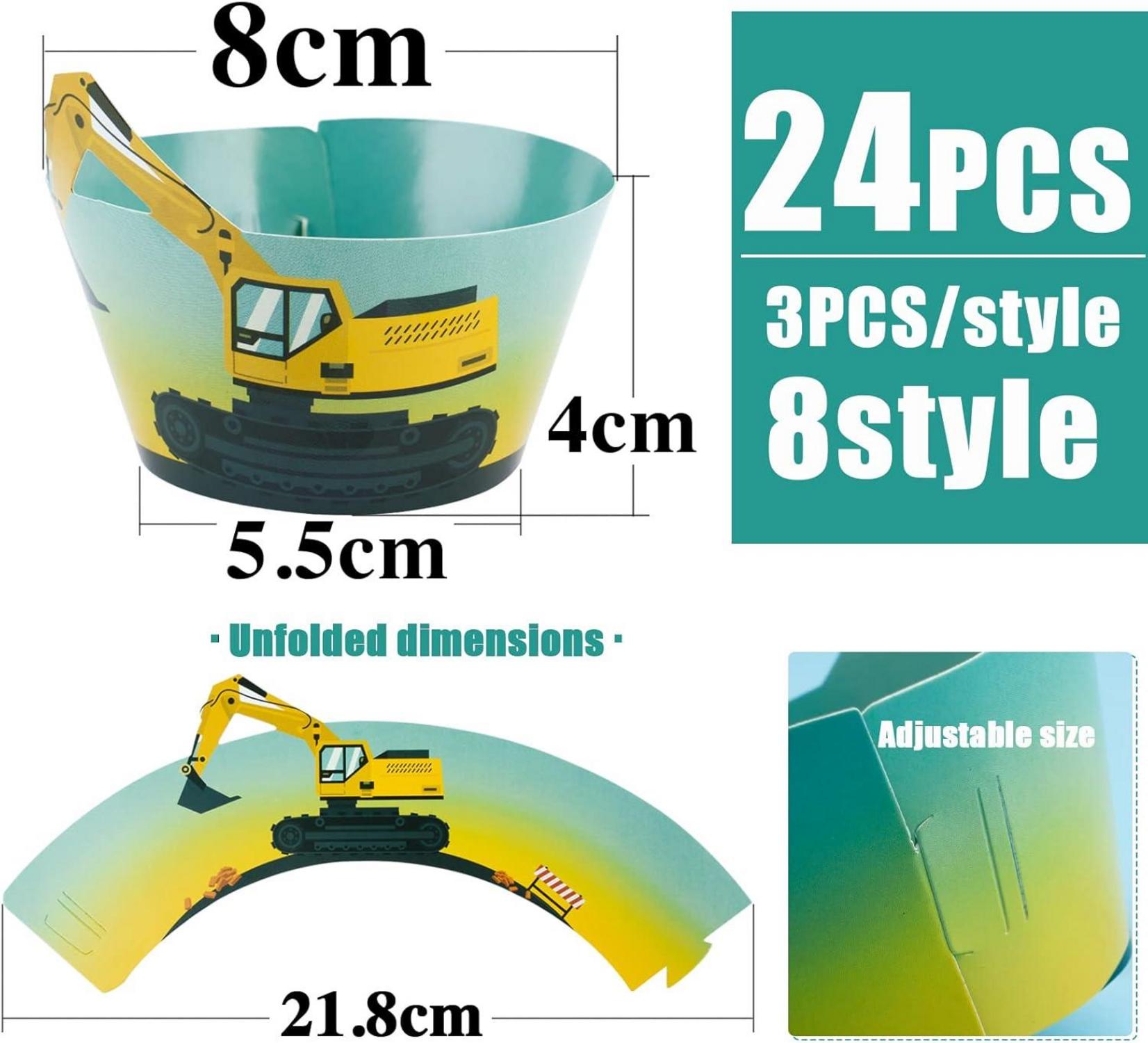48 Stück Bagger Baustelle Tortendeko Cake Topper Cupcake