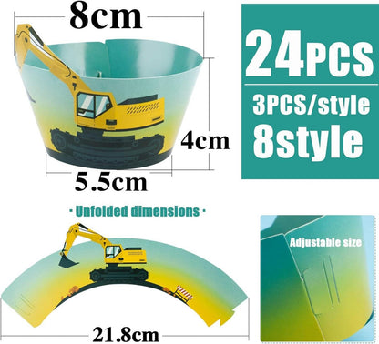 48 Stück Bagger Baustelle Tortendeko Cake Topper Cupcake