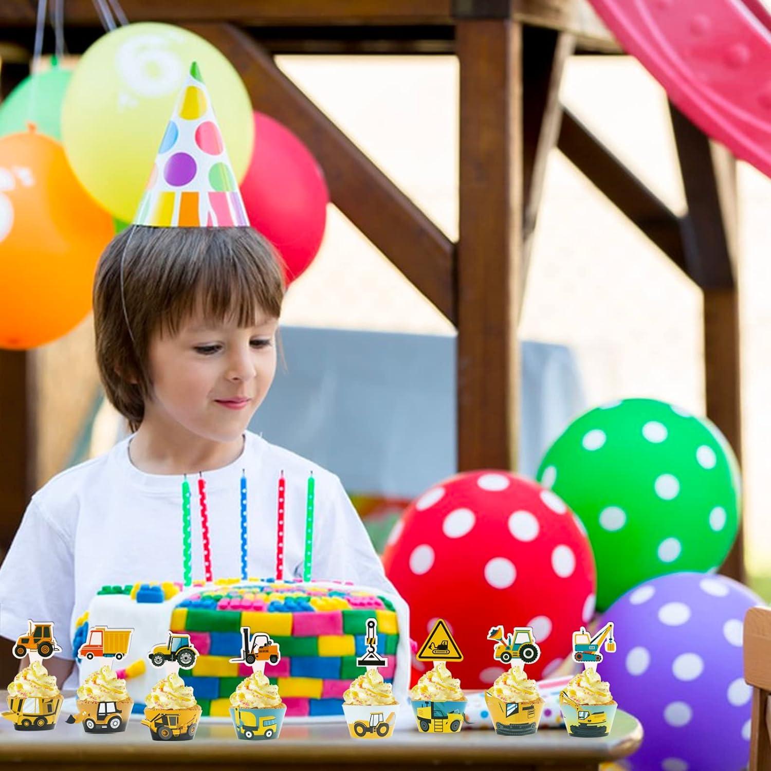 48 Stück Bagger Baustellen Tortendeko Party Geburtstag Cupcake Topper
