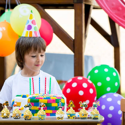 48 Stück Bagger Baustellen Tortendeko Party Geburtstag Cupcake Topper