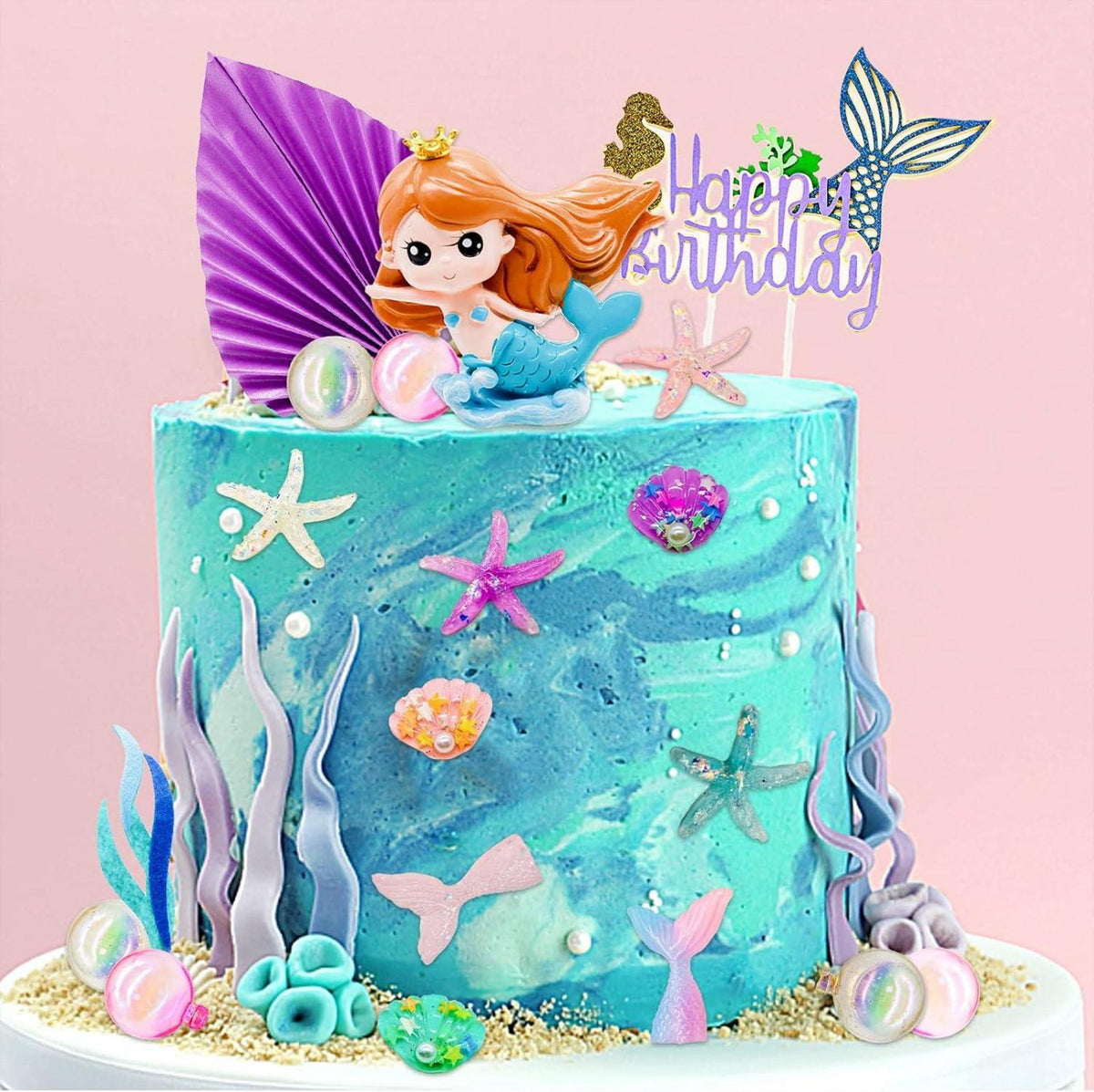 Meerjungfrau Geburtstagstorte Deko-Set 24-teilig Unterwasser Princess Party