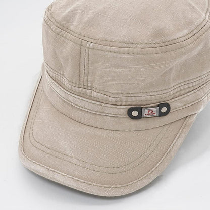 Unisex Armee Militärhut Flache Kappe Baumwolle Beige