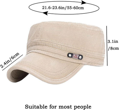 YeeHeen Unisex Armee Kadettenmütze Flache Kappe Baumwolle Beige UV-Schutz