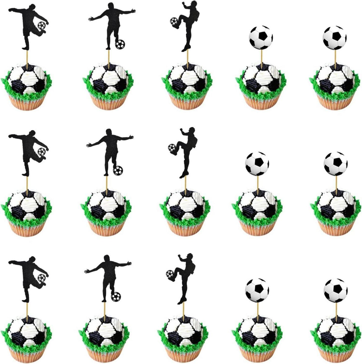 48er Fußball Cupcake Topper Set für Muffins & Kuchen
