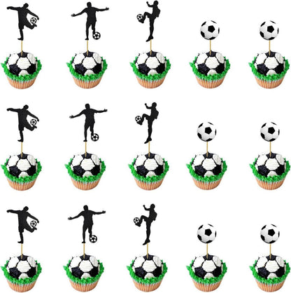 48er Fußball Cupcake Topper Set für Muffins & Kuchen
