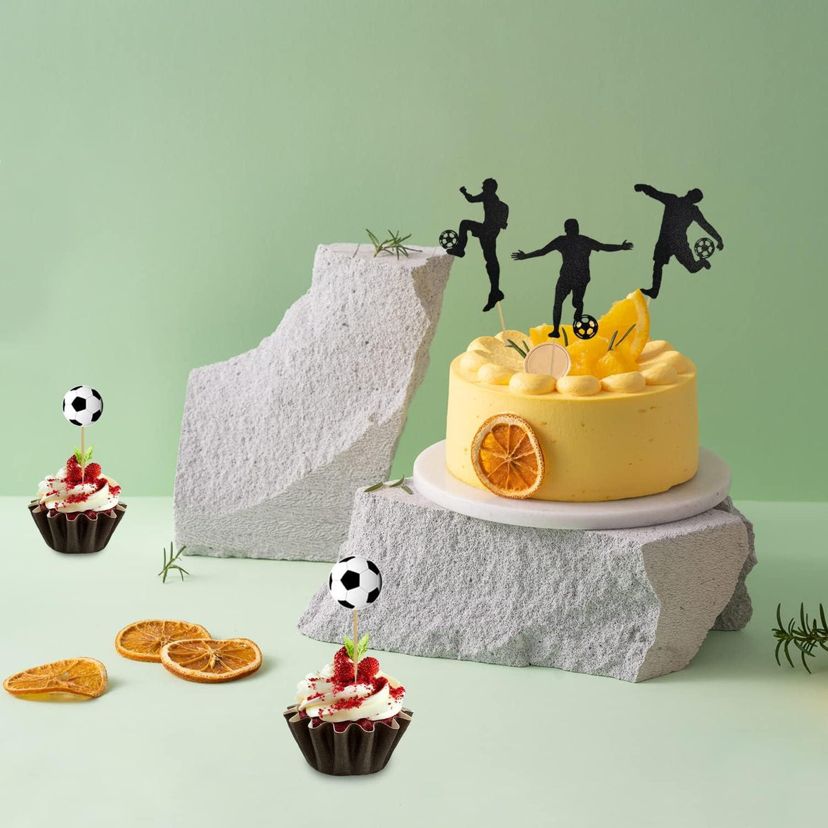 48 Stück Fussball Cupcake Topper Muffin Deko für Party Geburtstag
