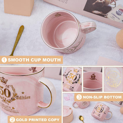 Marmor Kaffeetasse mit Goldverzierung in Geschenkbox - 50. Geburtstag