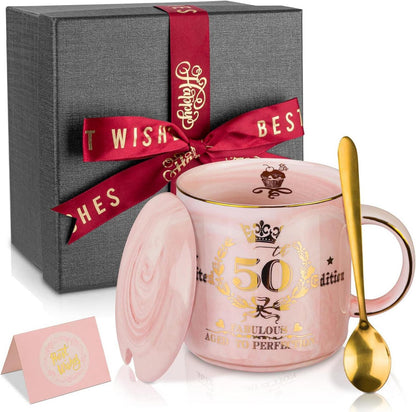 Marmor Kaffeetasse Gold Geschenk zum 50. Geburtstag für Frau