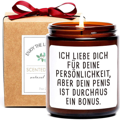 Lustige Duftkerze Teakholz für Männer - Geschenk für
