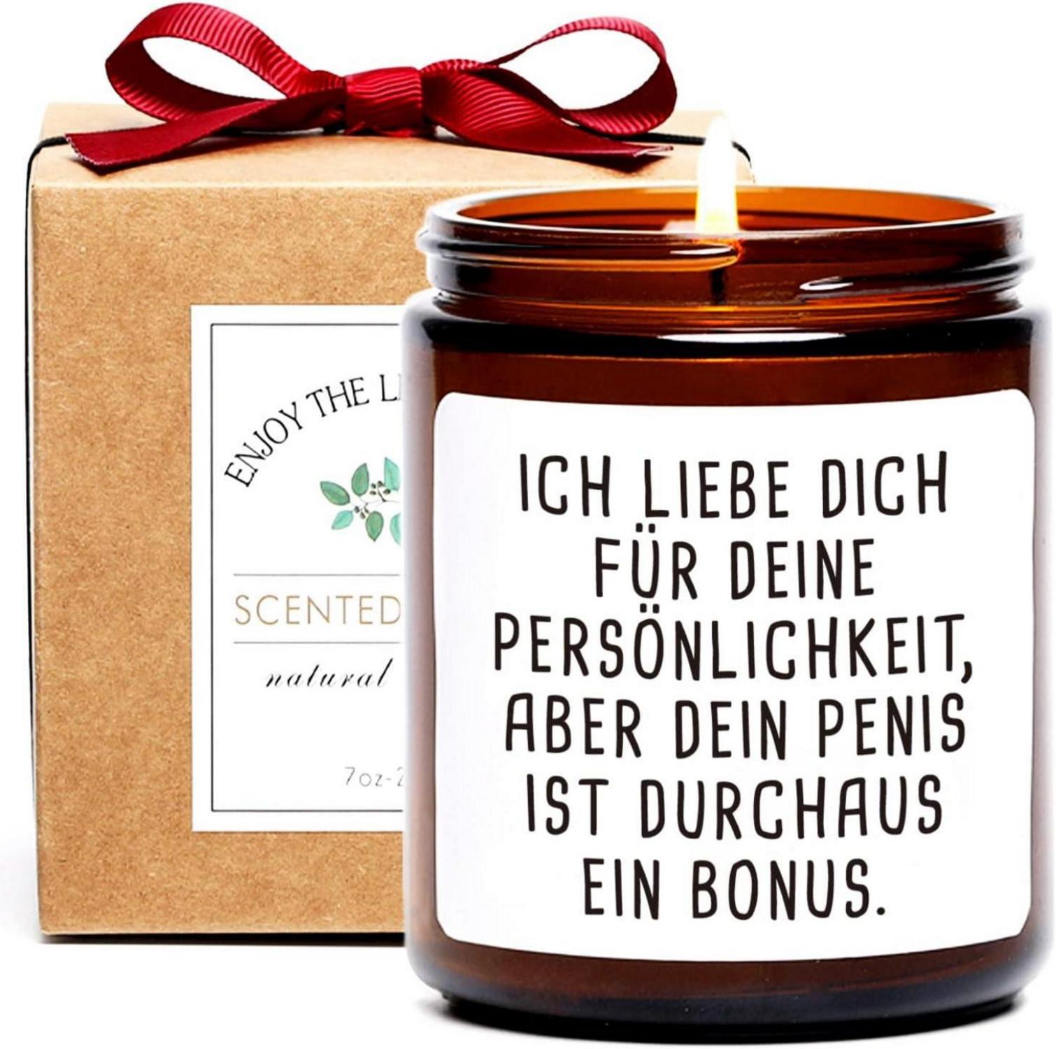 Lustige Duftkerze für Freund Ehemann Holziger Teakholz-Duft