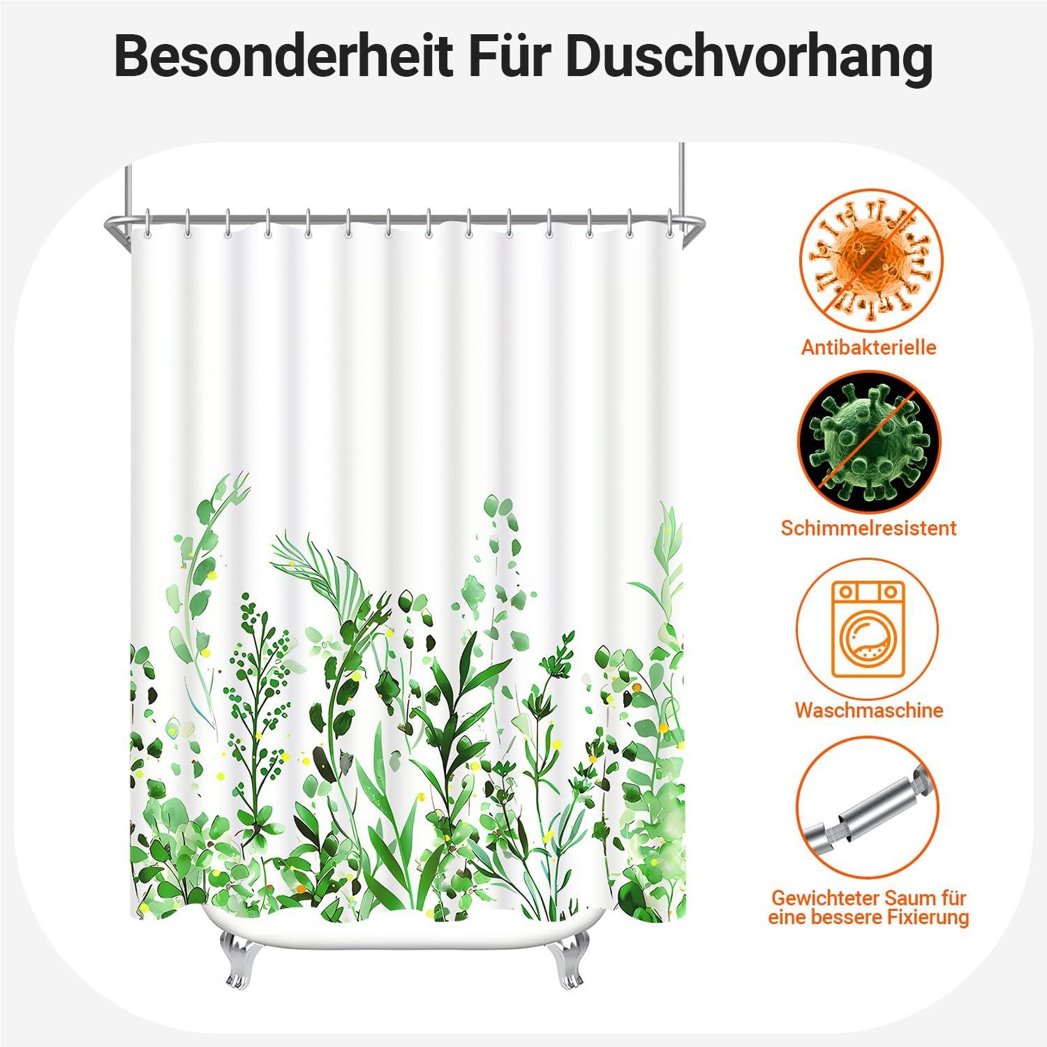 Antischimmel Duschvorhang Blumenmuster 150x180 Textil Badezimmer Badewanne