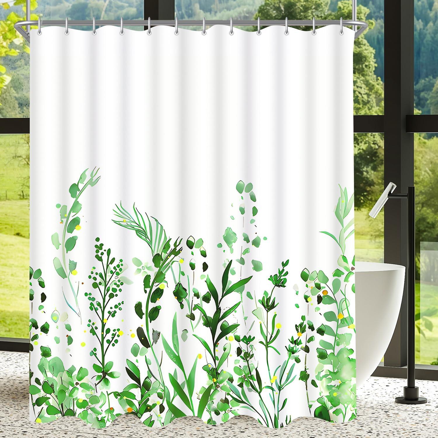 Duschvorhang Blumenmuster 150x180 Antibakteriell Textil Badezimmer Badewanne 12 Haken