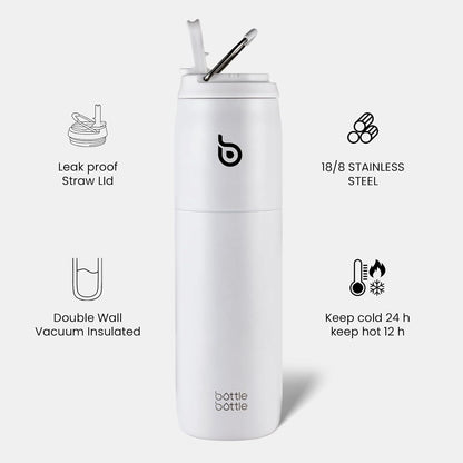 Isolierte Edelstahl Wasserflasche mit Strohhalm 32oz