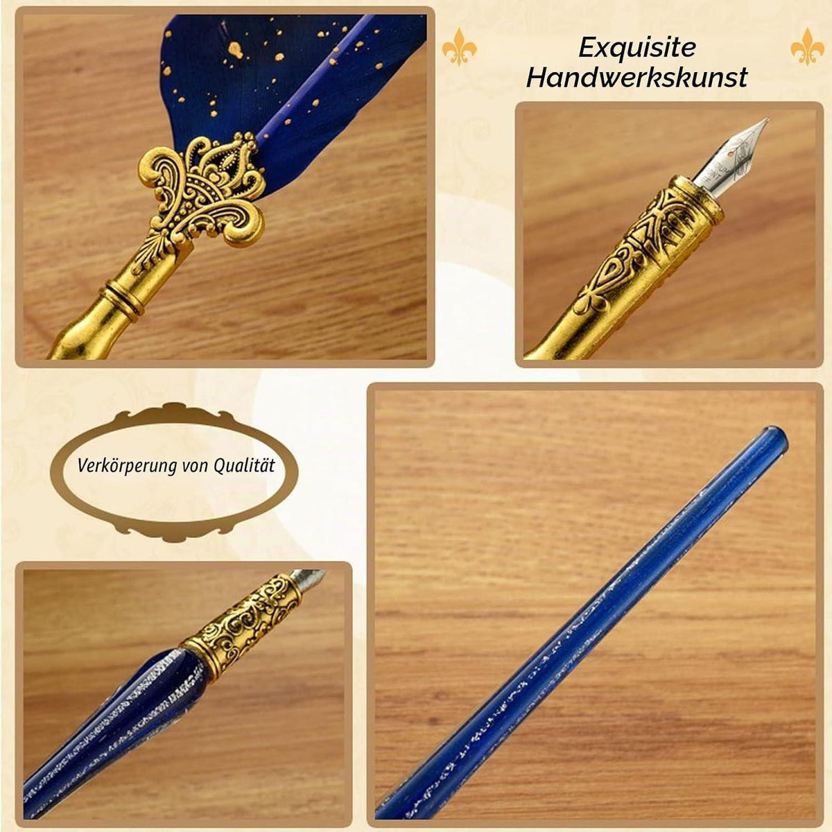 Kalligrafie Set mit Tinte & Stempeln – Vintage Schreibfeder Geschenk